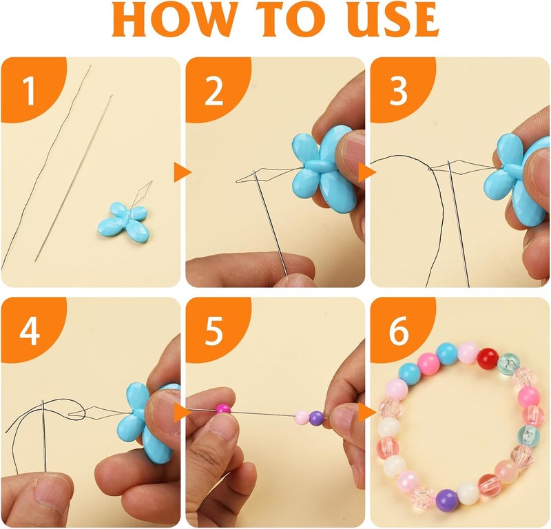UOOU 39 Pcs Beading Needles for Jewelry Making Include 20 Pcs Long Straight Beading Needles,8 Pcs Big Eye Beading Needle,Needles for Seed Beads Set with Yarn Scissors,Thimble,Threaders - Image 5